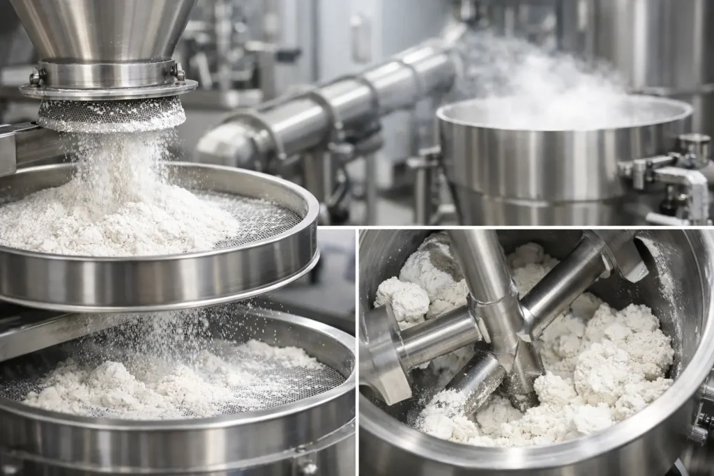 What Equipment Reduces Lump Formation in Powders?